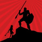 Biblical illustration. David went out to fight against the giant Goliath. stock illustration Biblical illustration. David went out to fight against the giant Goliath. stock illustration