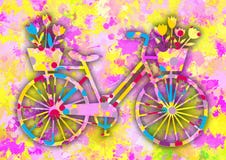 Bicicletta variopinta d'annata con i fiori Fotografia Stock Libera da Diritti Bicicletta variopinta d'annata con i fiori Fotografia Stock Libera da Diritti