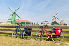 Bicycle And Windmill Royalty Free Stock Photography