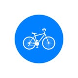 Bicycle. Bike icon vector. Cycling concept. Bike sign on blue circle Isolated on white background stock illustration Bicycle. Bike icon vector. Cycling concept. Bike sign on blue circle Isolated on white background stock illustration