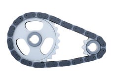 Bicycle chain on the gears isolated on the background. Side view stock illustration Bicycle chain on the gears isolated on the background. Side view stock illustration