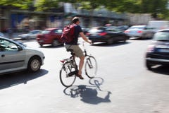 Bicycle Rider In City Traffic Royalty Free Stock Image Bicycle Rider In City Traffic Royalty Free Stock Image