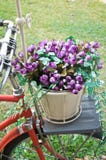Bicyclette avec les fleurs artificielles photographie stock libre de droits Bicyclette avec les fleurs artificielles photographie stock libre de droits