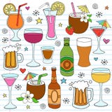 Bier-Wein und Mischgetränke kritzeln Auslegung-Elemente vektor abbildung Bier-Wein und Mischgetränke kritzeln Auslegung-Elemente vektor abbildung