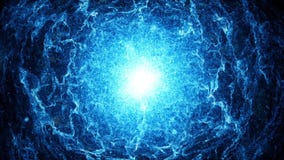 Big bang, big blue explosion in the space. Big bang, beginnings of the universe. Astronomy loopable background for
