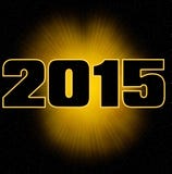Big bang 2015 card. Happy new year 2015 yellow card, universe theme vector illustration Big bang 2015 card. Happy new year 2015 yellow card, universe theme vector illustration