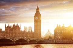 Big Ben et au coucher du soleil, Londres photographie stock Big Ben et au coucher du soleil, Londres photographie stock