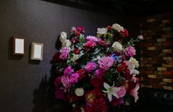 Big bouquet of artificial flowers, celebration concept royalty free stock images Big bouquet of artificial flowers, celebration concept royalty free stock images