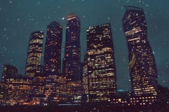 Big business city towers in Moscow in winter royalty free stock images Big business city towers in Moscow in winter royalty free stock images