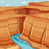 Big Canyon With River Background Scene Royalty Free Stock Photo