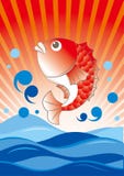 Big catch red snapper - congratulations scene in Japanese stock illustration Big catch red snapper - congratulations scene in Japanese stock illustration
