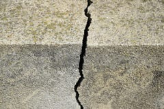 Big crack on old concrete wall close up stock photos Big crack on old concrete wall close up stock photos
