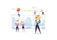 Big Data Analysis Strategy Concept. Marketing Analytics with Business People Characters Working Together with Diagrams royalty free illustration Big Data Analysis Strategy Concept. Marketing Analytics with Business People Characters Working Together with Diagrams royalty free illustration
