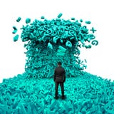 Big data. Businessman facing a huge characters tsunami wave royalty free stock images Big data. Businessman facing a huge characters tsunami wave royalty free stock images