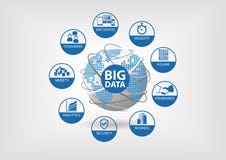 Big Data Concept With Icons For Variety, Velocity, Volume, Consumers, Analytics, Security, Standards And End Devices Stock Images Big Data Concept With Icons For Variety, Velocity, Volume, Consumers, Analytics, Security, Standards And End Devices Stock Images