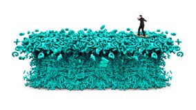 Big data. Huge characters tsunami wave. Businessman surfing money board stock images Big data. Huge characters tsunami wave. Businessman surfing money board stock images