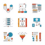 Big data and network analysis line icons set stock illustration Big data and network analysis line icons set stock illustration