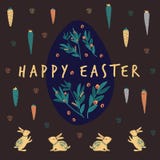 Big egg happy easter with rabbit and carrot royalty free illustration Big egg happy easter with rabbit and carrot royalty free illustration