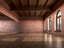 Big Empty Room In Grange Style With Wooden Floor, Royalty Free Stock Photo Big Empty Room In Grange Style With Wooden Floor, Royalty Free Stock Photo