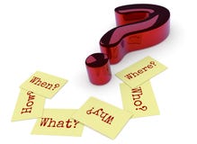 Big red question mark with yellow sticky notes Stock Photos Big red question mark with yellow sticky notes Stock Photos
