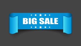 Big sale ribbon vector icon. Discount sticker label on black background. vector illustration Big sale ribbon vector icon. Discount sticker label on black background. vector illustration