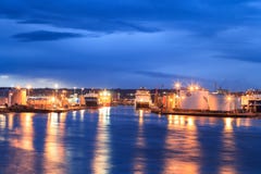 Big supply boats in Aberdeen harbor on 27 January 2016. stock photography Big supply boats in Aberdeen harbor on 27 January 2016. stock photography