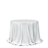 Big white round table and cloth