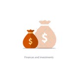 Bigger income, expenses inflation, compound interest growth, budget deficit icon royalty free illustration Bigger income, expenses inflation, compound interest growth, budget deficit icon royalty free illustration