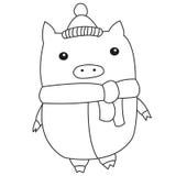 Biggetje in de winterkleren royalty-vrije illustratie Biggetje in de winterkleren royalty-vrije illustratie