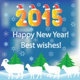 2015 bighorn ram, sheep. Happy New Year template. May be useful as greeting card. Bighorn ram and sheep remind of Chinese calendar. Vector Illustration stock illustration 2015 bighorn ram, sheep. Happy New Year template. May be useful as greeting card. Bighorn ram and sheep remind of Chinese calendar. Vector Illustration stock illustration