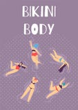 Bikini Body Woman Summer Party Flat Cartoon Banner royalty free illustration Bikini Body Woman Summer Party Flat Cartoon Banner royalty free illustration