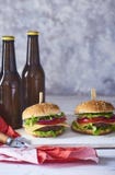 Bild av den nya smakliga hamburgaren royaltyfria foton Bild av den nya smakliga hamburgaren royaltyfria foton