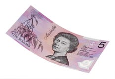 Billet de cinq dollars Australien photographie stock libre de droits Billet de cinq dollars Australien photographie stock libre de droits