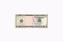 Billete de dólar cinco con el retrato de Abraham Lincoln quitado imágenes de archivo libres de regalías Billete de dólar cinco con el retrato de Abraham Lincoln quitado imágenes de archivo libres de regalías