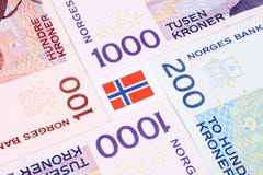 Billetes de banco y indicador noruegos Billetes de banco y indicador noruegos