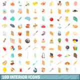 100 binnenlandse geplaatste pictogrammen, beeldverhaalstijl Royalty-vrije Stock Afbeelding 100 binnenlandse geplaatste pictogrammen, beeldverhaalstijl Royalty-vrije Stock Afbeelding