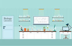 Biology Science lab interior or laboratory room. stock illustration Biology Science lab interior or laboratory room. stock illustration
