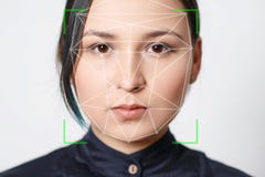 Biometric verification woman face recognition detection security royalty free stock photos Biometric verification woman face recognition detection security royalty free stock photos