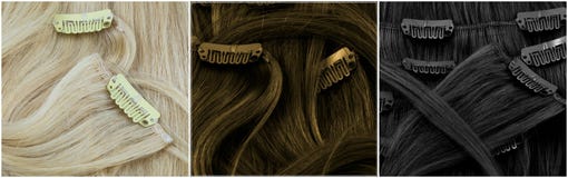 Bionda, marrone e nero clip-nelle estensioni immagini stock Bionda, marrone e nero clip-nelle estensioni immagini stock