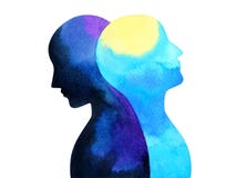 Bipolar disorder mind mental health connection watercolor painting