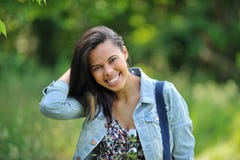 Biracial young woman smiling in the country stock photos Biracial young woman smiling in the country stock photos