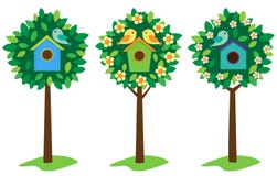 birdhouses drzewa ilustracja wektor birdhouses drzewa ilustracja wektor