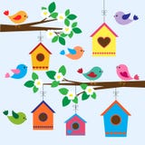 Birdhouses In Spring Royalty Free Stock Photos Birdhouses In Spring Royalty Free Stock Photos