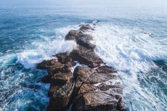 Coast Landscape Aerial View of Waimushan Seaside Scenic Area. stock photo Coast Landscape Aerial View of Waimushan Seaside Scenic Area. stock photo