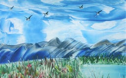 Birds In Flight Over Mountain Range Royalty Free Stock Photos Birds In Flight Over Mountain Range Royalty Free Stock Photos