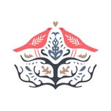 Birds in scandinavian style. Nordic folk ornament. Pattern tree. Label, print. Vector illustration royalty free illustration Birds in scandinavian style. Nordic folk ornament. Pattern tree. Label, print. Vector illustration royalty free illustration