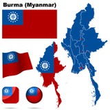 Birma (Myanmar) plaatste. vector illustratie Birma (Myanmar) plaatste. vector illustratie