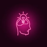Birne in der Neonikone des menschlichen Gehirns Elemente des Ideensatzes Einfache Ikone f?r Website, Webdesign, mobiler App, Info vektor abbildung Birne in der Neonikone des menschlichen Gehirns Elemente des Ideensatzes Einfache Ikone f?r Website, Webdesign, mobiler App, Info vektor abbildung