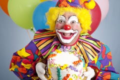 Birthday Clown with Blank Cake stock image Birthday Clown with Blank Cake stock image