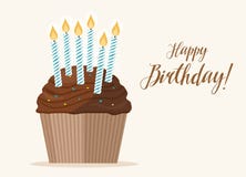 Birthday cupcake with candle on light background royalty free illustration Birthday cupcake with candle on light background royalty free illustration